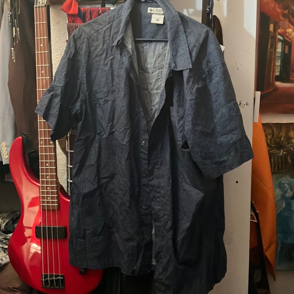 Dark blue Cuban collar shirt